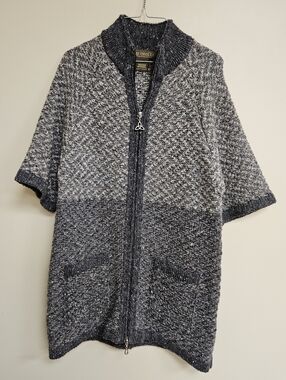 Inis Crafts Full-Zip Irish Knit Wool Zip Up Sweater Colorblock Tunic Ireland S